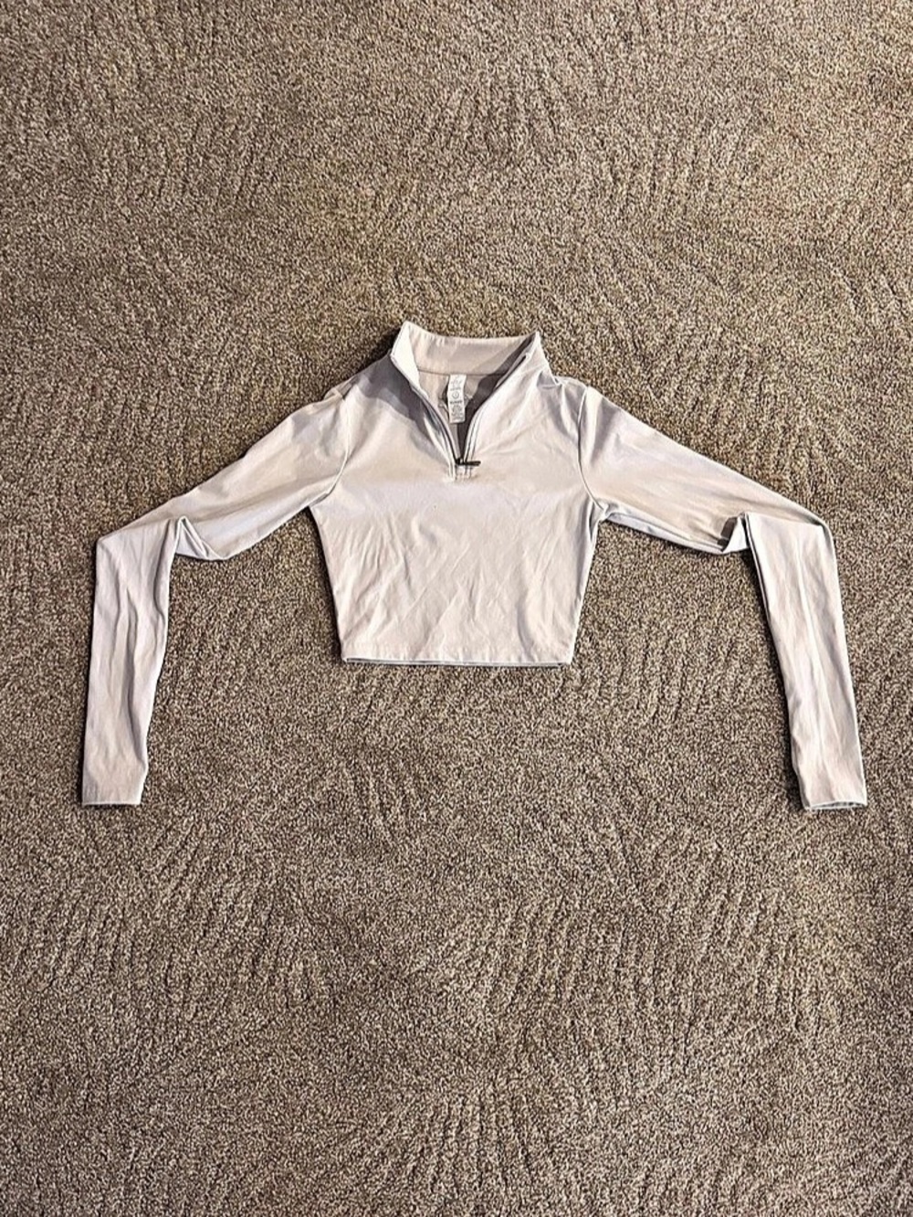 White Fox Cropped Half-Zip Top in White Size Small